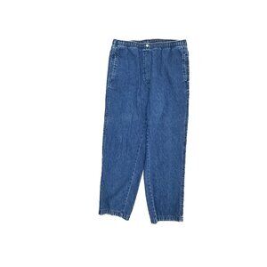 Classic Elements Pull On Straight Women's size 14P Dark Wash Blue Denim Jeans